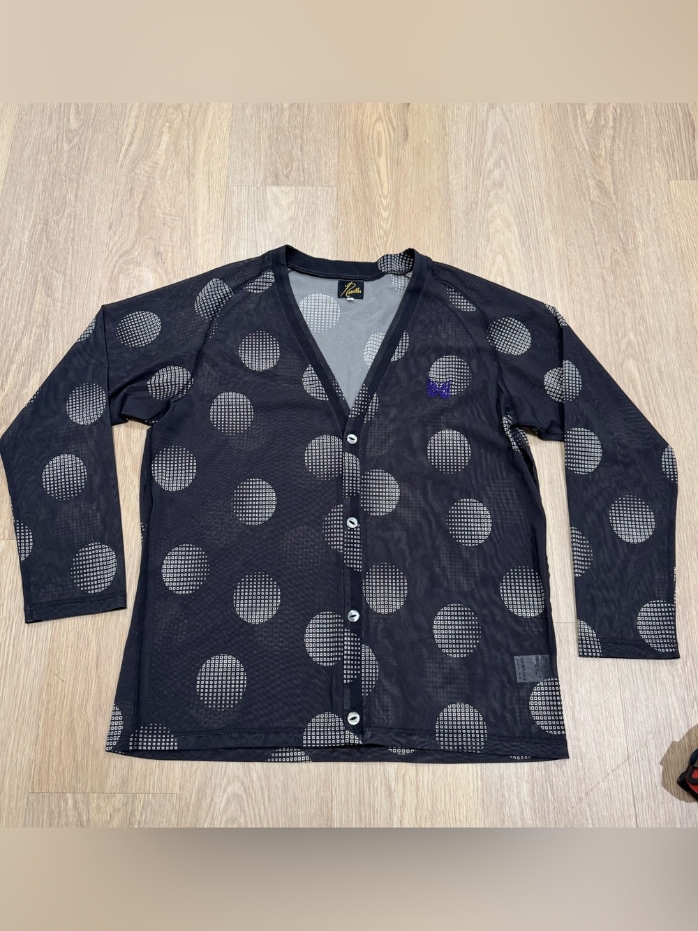 Needles Black Label cardigan with Yellow Logo Embroidery